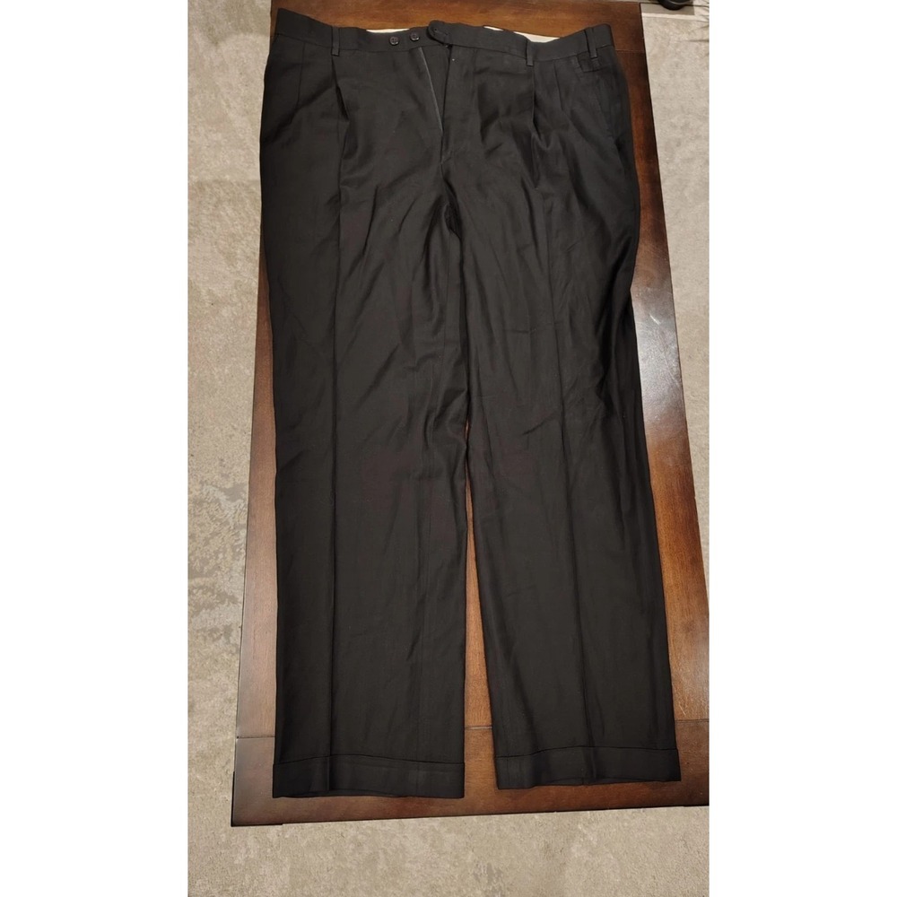 Zanella Platinum Loro Piana Super 130s Wool Pleated Cuffed dre Pants Black 40x29